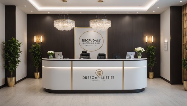 Comptoir d'accueil pour institut de beauté : élégance et choix